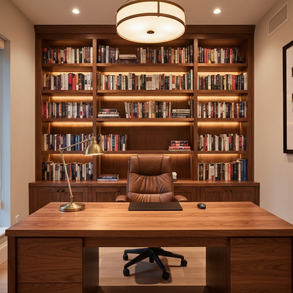 Domácí pracovna s knihovnou